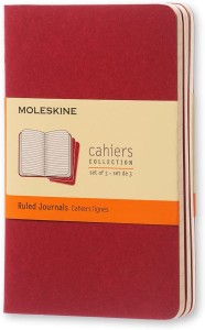 Zestaw 3 Zeszytów Moleskine Cahier Journals P (9x14cm) w linie, cranberry red, 64 strony