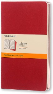 Zestaw 3 Zeszytów Moleskine Cahier Journals L (13x21cm) w linie, cranberry red, 80 stron