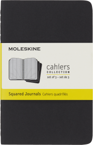 Zestaw 3 Zeszytów Moleskine Cahier Journals P (9x14cm) w kratkę, czarny, 64 strony