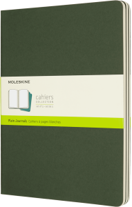 ZESTAW 3 ZESZYTÓW MOLESKINE CAHIER XL (19X51CM) GŁADKI, MYRTLE GREEN, 120STR