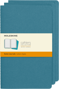 ZESTAW 3 ZESZYTÓW MOLESKINE CAHIER JOURNALS L (13X21CM) W LINIE,BRISK BLUE,80STR