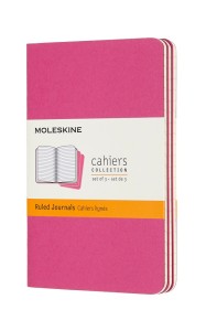 ZESTAW 3 ZESZYTÓW MOLESKINE CAHIER JOURNALS P (9X14CM)W LINIE,KINETIC PINK,64STR