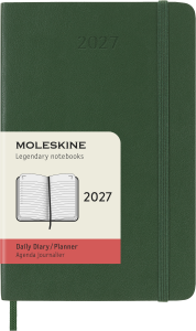 MOLESKINE kalendarz 2027 ZIELONY POCKET SOFT DZIENNY (9x14)