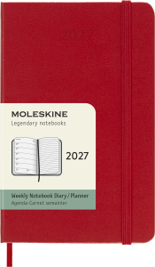 MOLESKINE kalendarz 2027 CZERWONY POCKET WEEKLY HARD TYGODNIOWY (9x14)