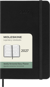 MOLESKINE kalendarz 2027 CZARNY POCKET HORIZONTAL TYGODNIOWY HARD (9x14)
