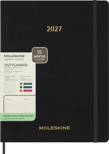 MOLESKINE kalendarz Essential Planners 2027 CZARNY XXL VERTICAL TYGODNIOWY (23,5x28,14)
